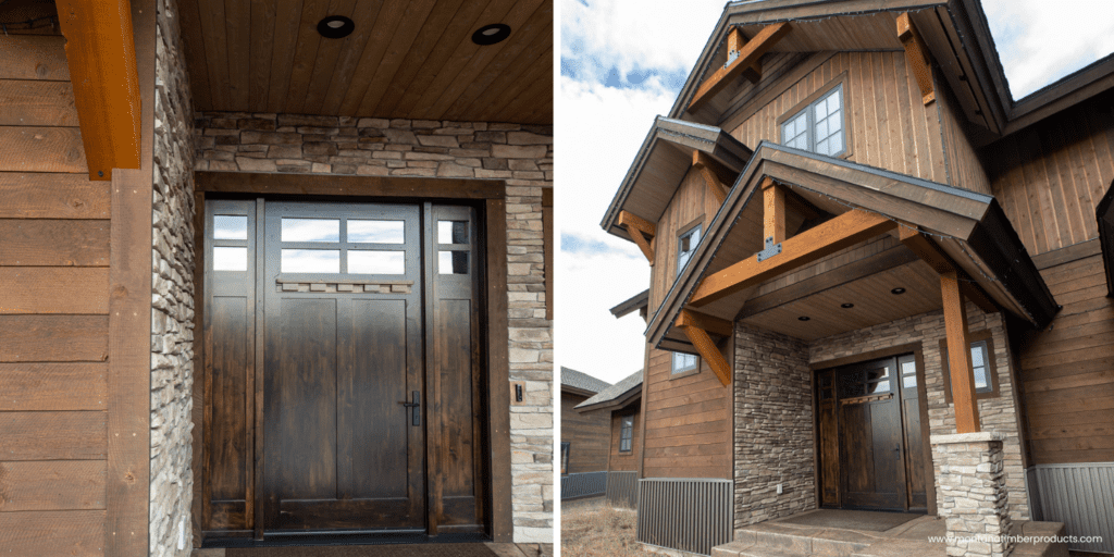 natural wood entry way - idaho custom home - montana timber products