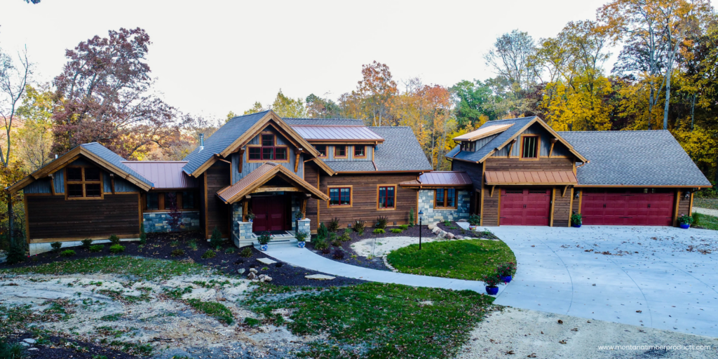 brown natural wood siding and trim - prefinished exterior wood - montana timber products