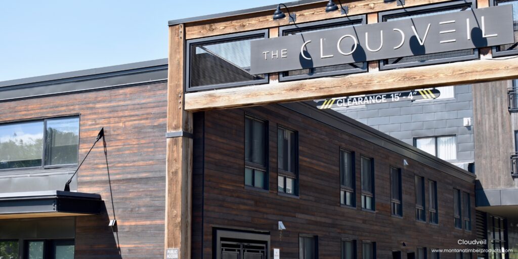 shou sugi ban wood siding - cloudveil hotel - montana timber products