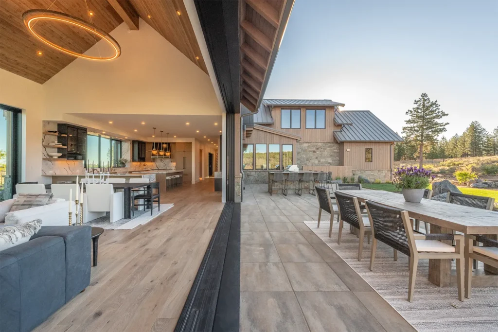 Interior exterior shot open concept room
