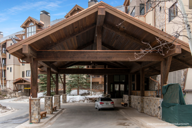 commercial timber framing - prefinished car park - montana timber products