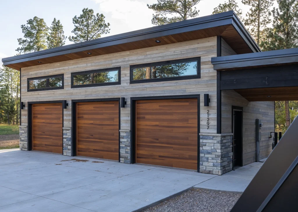 Custom wood garage paneling montana timber products trio of finishes