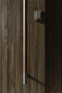 Leather Wrapped door Handle Cedar Paneling