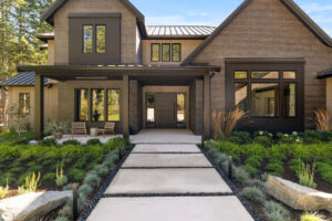 Vertical Aquafir Shale Cedar Siding on the Front Elevation